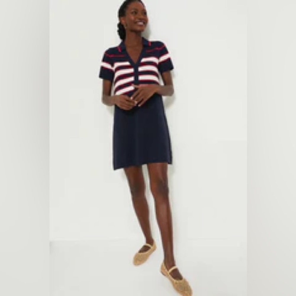 Navy and Red Striped Polo Dress